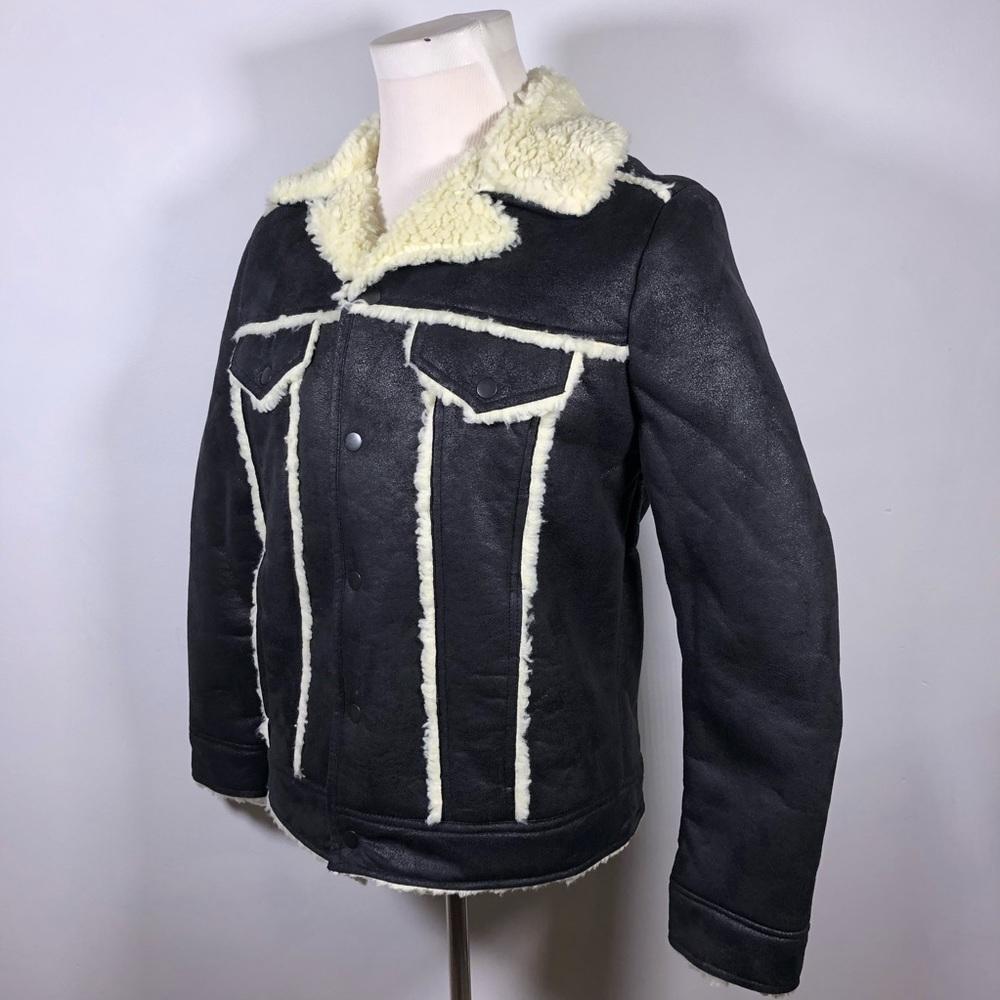 Asos Sherpa Lined and Trimmed Black Jacket - Picture 3 of 15